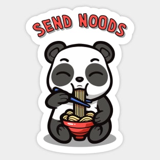 Kawaii Panda Eating Ramen Send Noods Funny Kawaii Panda Red Sticker